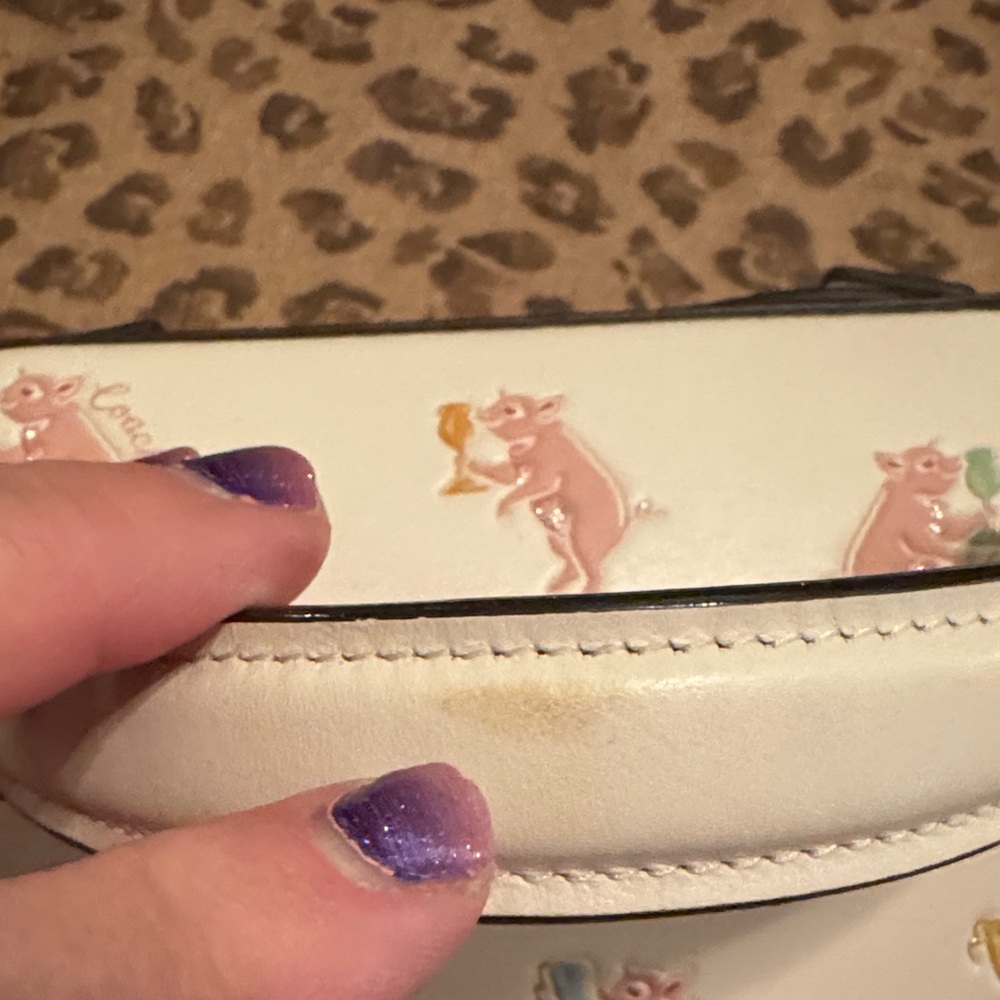 🐷 Coach Cream Party Pig Trail Bag Zip Wallet  and Credit Card Holder Keychain - Picture 13 of 17